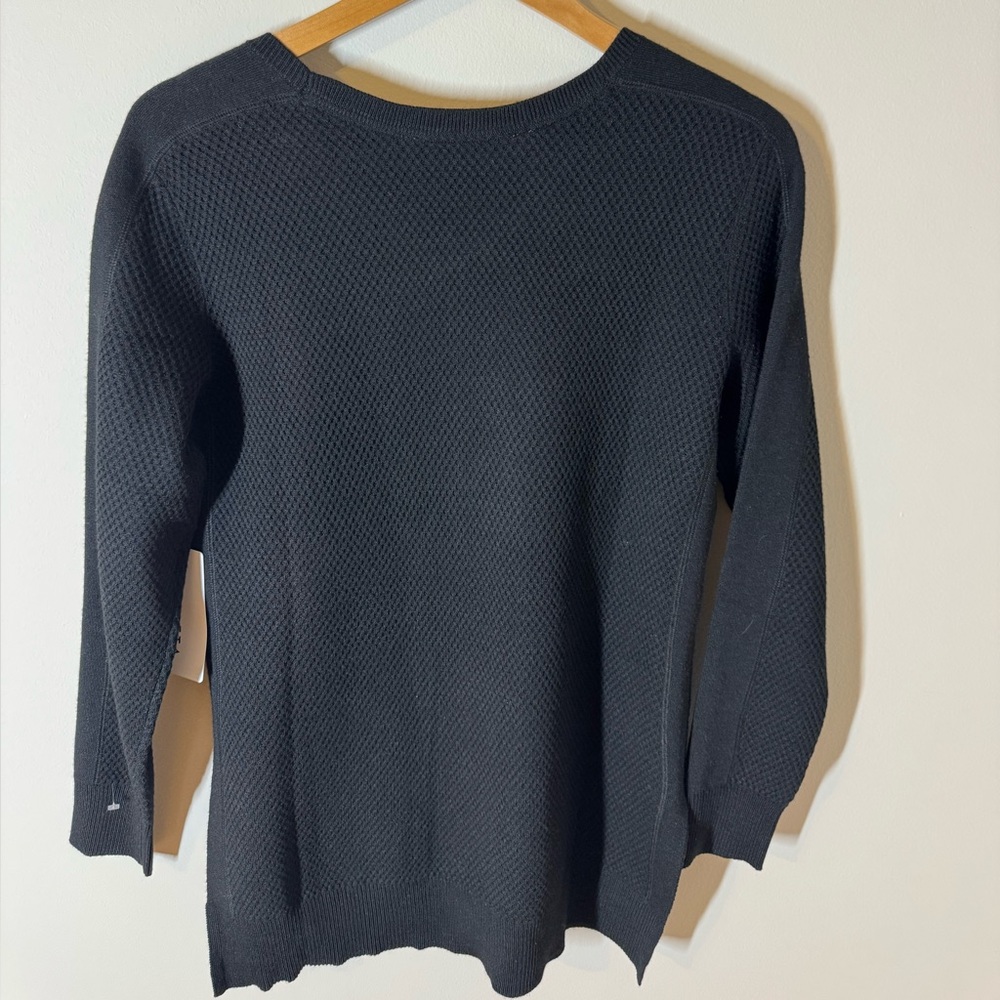 NWT Athleta Black Thermal Honeycomb Sweater M - Picture 3 of 6